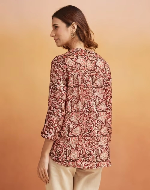 Brown Rayon Blend Printed Shirt