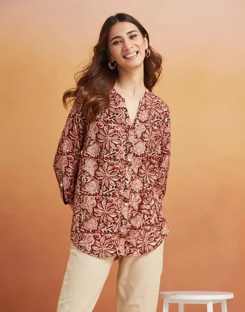 Brown Rayon Blend Printed Shirt 3 Brown Rayon Blend Printed Shirt