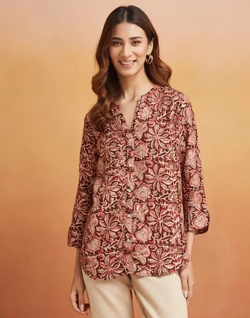 Brown Rayon Blend Printed Shirt 4 Brown Rayon Blend Printed Shirt