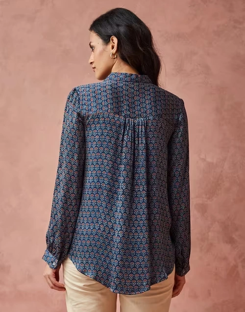 Blue Rayon Blend Ajrakh Printed Allure Shirt 4 Blue Rayon Blend Ajrakh Printed Allure Shirt