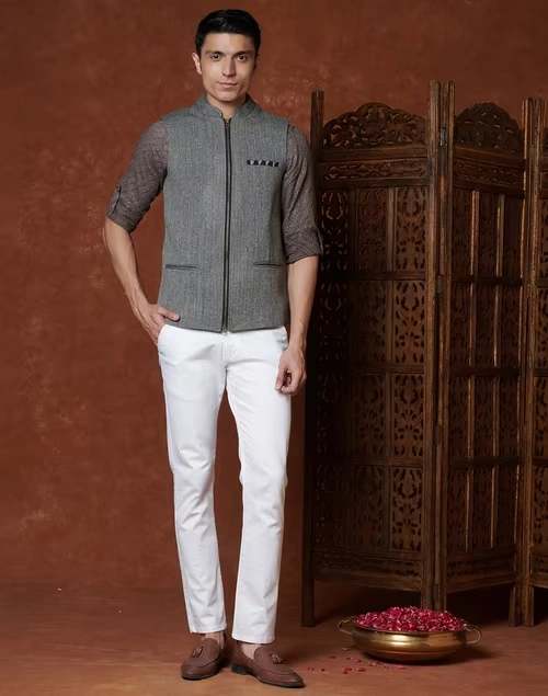 Grey Wool Slim Fit Gilet 4 Grey Wool Slim Fit Gilet