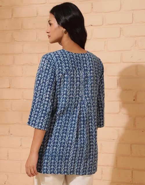 Blue Cotton Printed Tunic