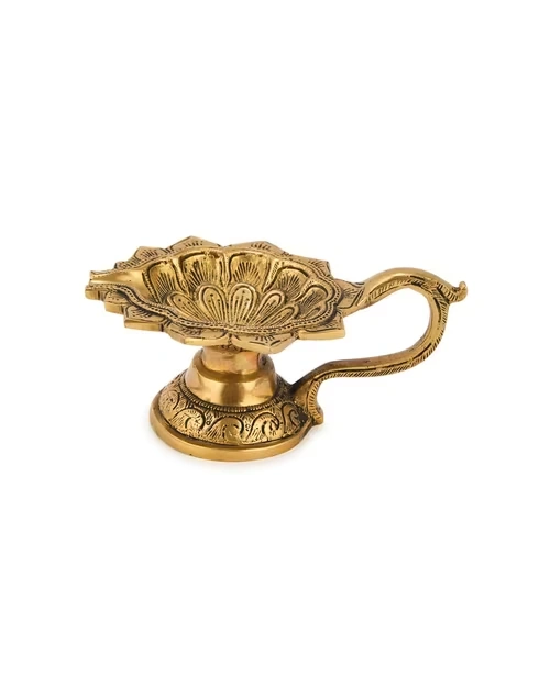 Antique Brass Antiqued Mehnoor Oil Lamp