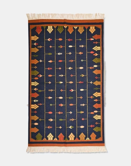 Blue Vidhara Cotton Stonewash Panja Dhurrie