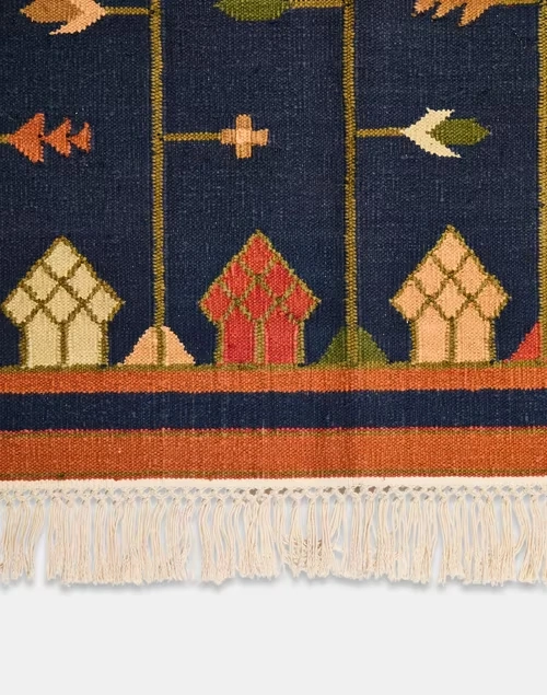 Blue Vidhara Cotton Stonewash Panja Dhurrie