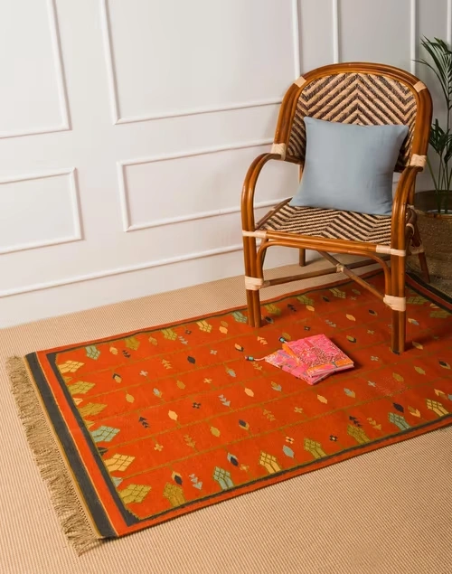 Blue Vidhara Cotton Stonewash Panja Dhurrie