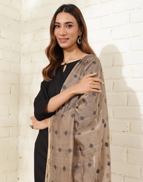 Beige Cotton Silk Blend Woven Dupatta 4 Beige Cotton Silk Blend Woven Dupatta