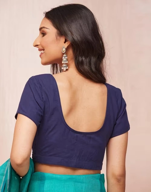 Blue Cotton Woven Stitched Blouse 3 Blue Cotton Woven Stitched Blouse