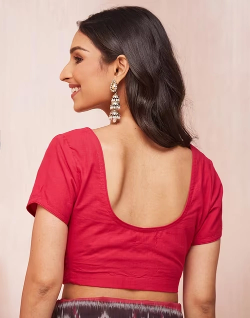 Pink Cotton Woven Stitched Blouse