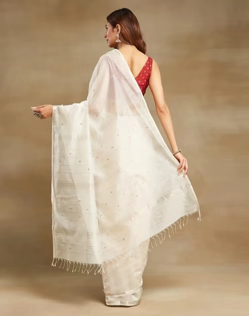 Natural Cotton Silk Blend Chanderi Sari