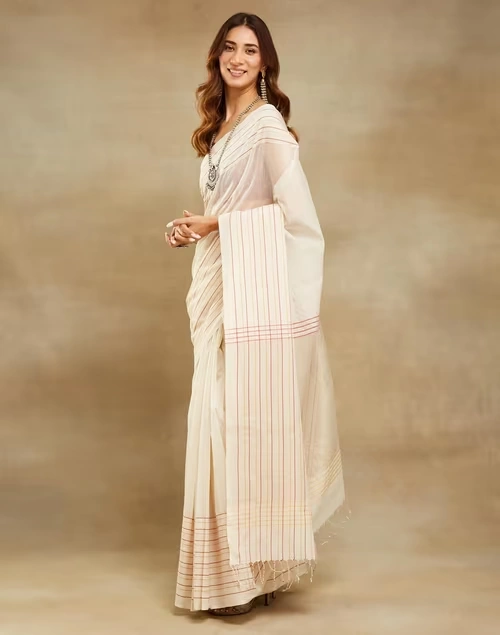 Natural Cotton Silk Blend Maheshwari Sari 3 Natural Cotton Silk Blend Maheshwari Sari