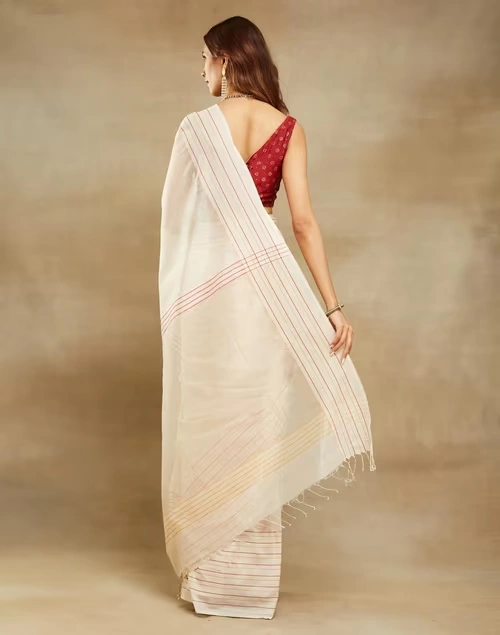 Natural Cotton Silk Blend Maheshwari Sari 4 Natural Cotton Silk Blend Maheshwari Sari