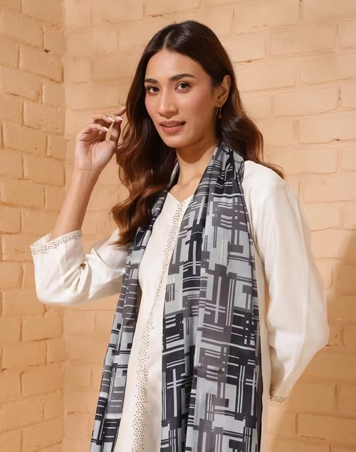 Black Modal Printed Stole 4 Black Modal Printed Stole