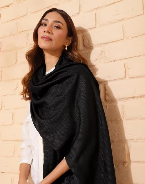 Black Silk Hand Woven Stole