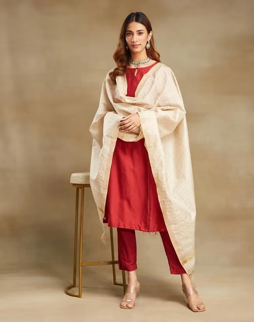 Natural Silk Blend Woven Dupatta