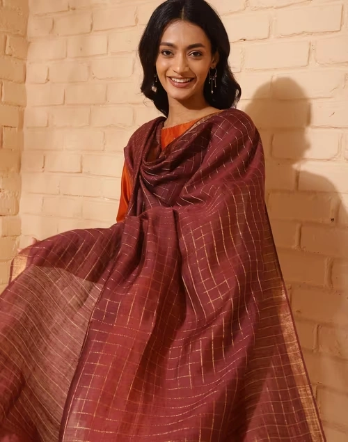 Wine Silk Blend Dupatta