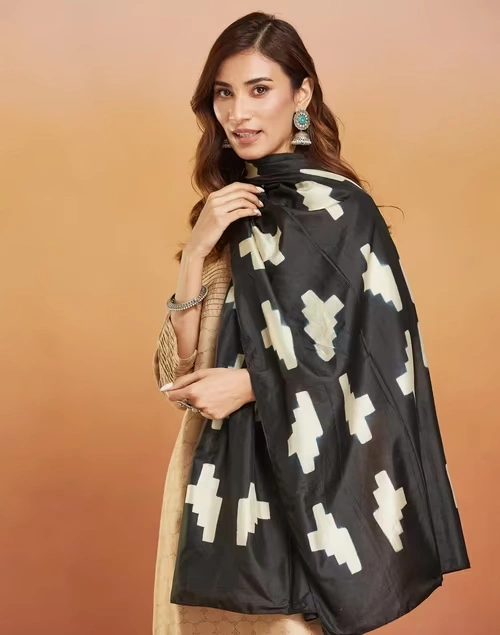 Black Silk Tie & Dye Stole