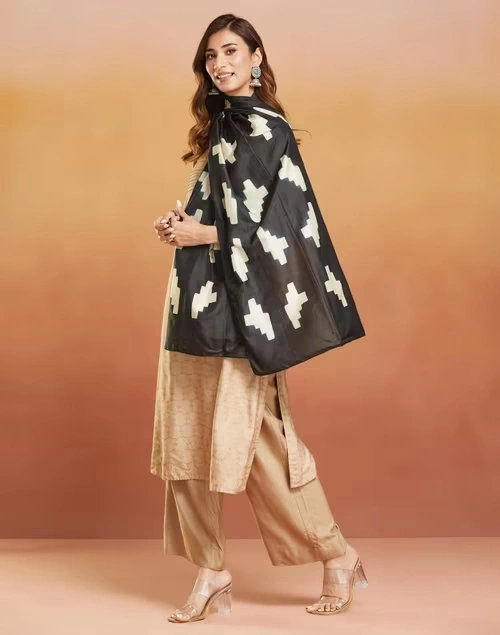 Black Silk Tie & Dye Stole 4 Black Silk Tie & Dye Stole