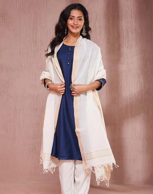 Natural Cotton Woven Dupatta