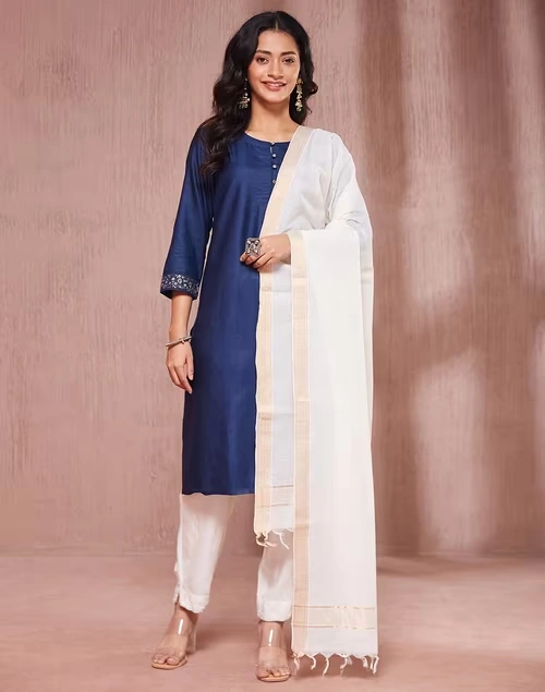 Natural Cotton Woven Dupatta