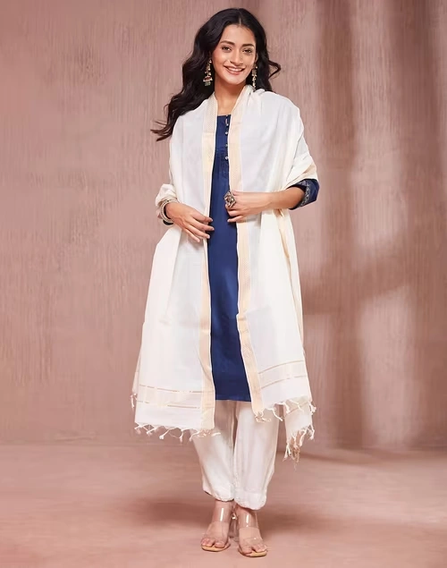 Natural Cotton Woven Dupatta 3 Natural Cotton Woven Dupatta