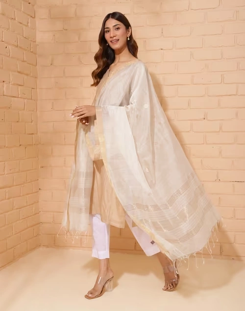 Natural Cotton Silk Blend Chanderi Woven Dupatta 3 Natural Cotton Silk Blend Chanderi Woven Dupatta