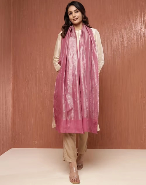 Maroon Cotton Blend Woven Stole