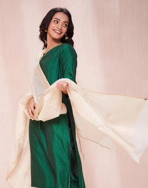 Natural Cotton Silk Blend Woven Dupatta