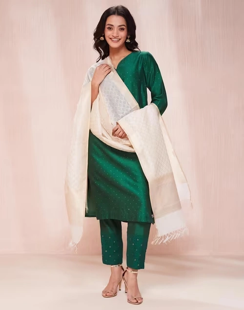 Natural Cotton Silk Blend Woven Dupatta