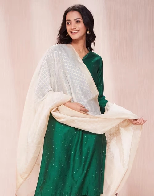 Natural Cotton Silk Blend Woven Dupatta 3 Natural Cotton Silk Blend Woven Dupatta