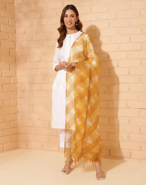 Mustard Cotton Silk Dupatta