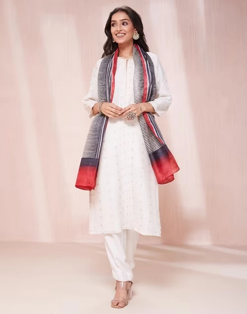 Black Silk Hand Block Printed Stole