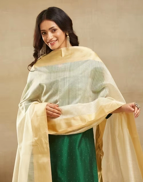 Natural Cotton Silk Blend Maheshwari Dupatta