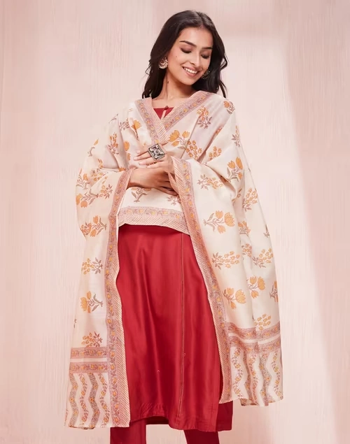 Natural Cotton Silk Printed Dupatta