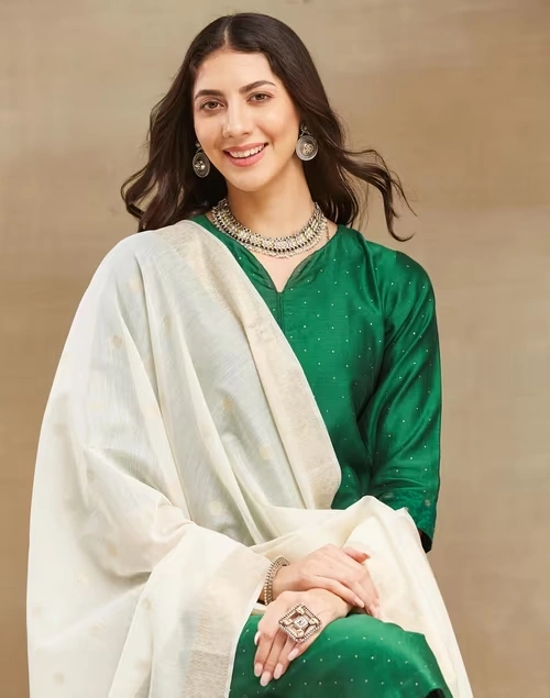 Natural Cotton Silk Blend Woven Dupatta