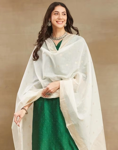 Natural Cotton Silk Blend Woven Dupatta 4 Natural Cotton Silk Blend Woven Dupatta