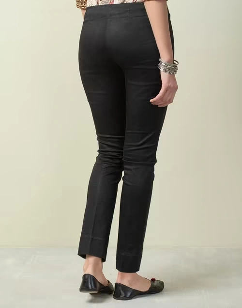 Black Cotton Full Length Formal Slim Stretch Pant 4 Black Cotton Full Length Formal Slim Stretch Pant