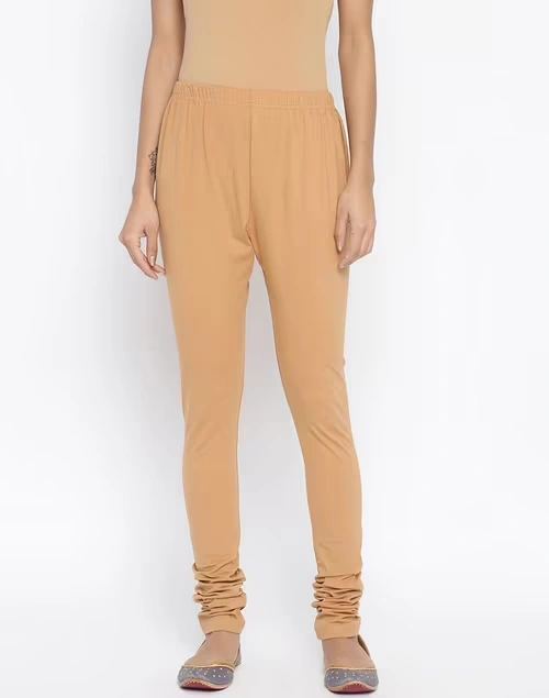 Beige Cotton Full Length Churidar