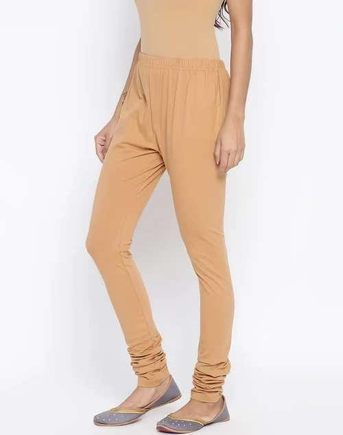 Beige Cotton Full Length Churidar