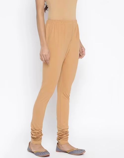 Beige Cotton Full Length Churidar