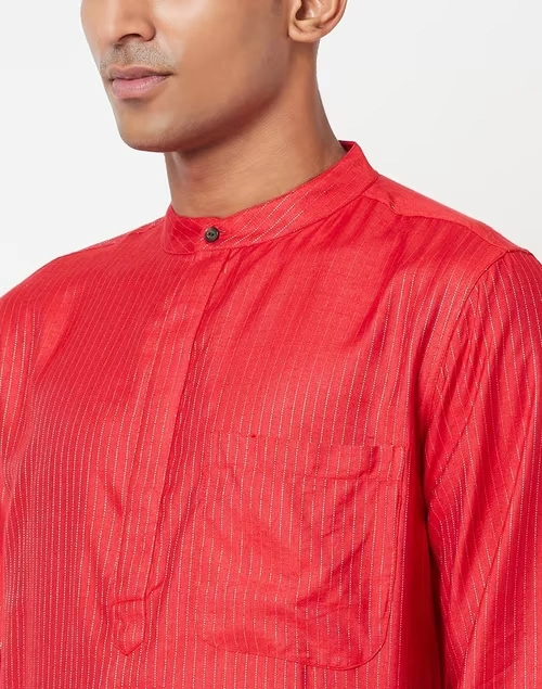 Viscose Tussar Zari Striped Long Kurta