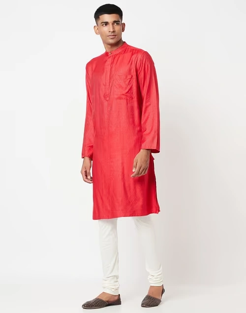 Viscose Tussar Zari Striped Long Kurta 3 Viscose Tussar Zari Striped Long Kurta