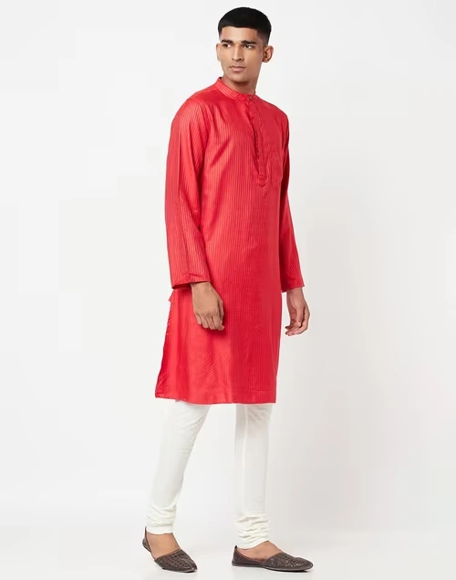 Viscose Tussar Zari Striped Long Kurta 4 Viscose Tussar Zari Striped Long Kurta