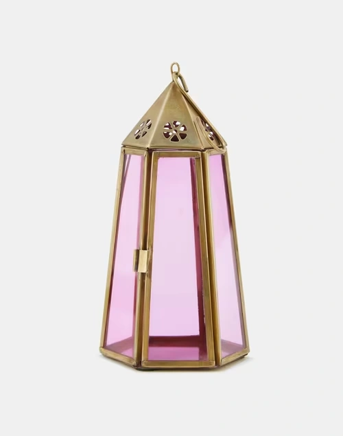 Pink Cutwork Glass Hanging Lantern