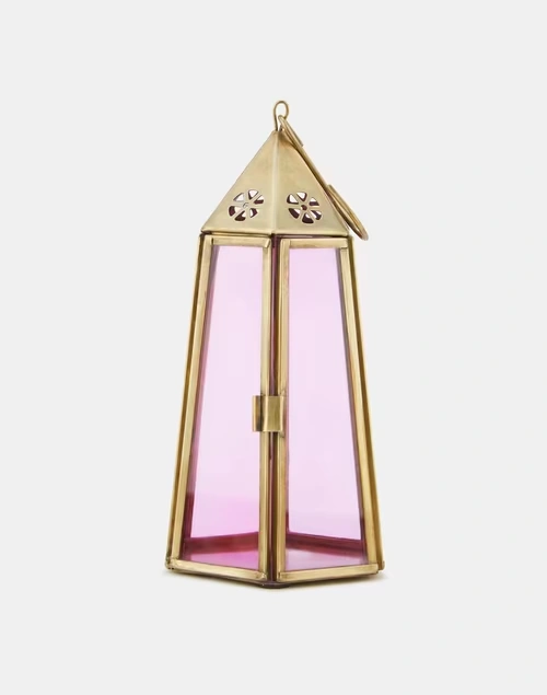 Pink Cutwork Glass Hanging Lantern