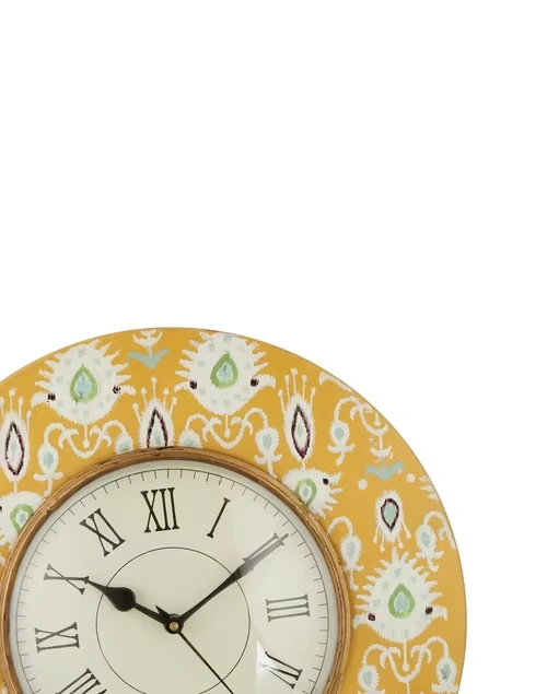 Yellow Jagrati Painted Wood Wall Clock