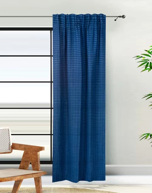 Blue Deepali Woven Curtain | 1pc