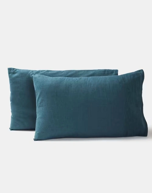 Navy Chambray Cotton Pillow Cover | Set of 2