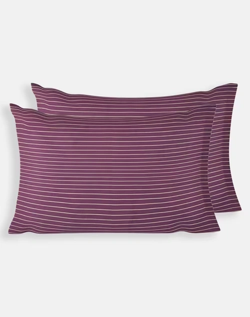 Purple Nile Stripe Cotton Pillow Cover | Set of 2