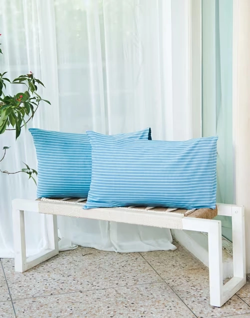 Blue Nile Stripe Cotton Pillow Cover | Set of 2